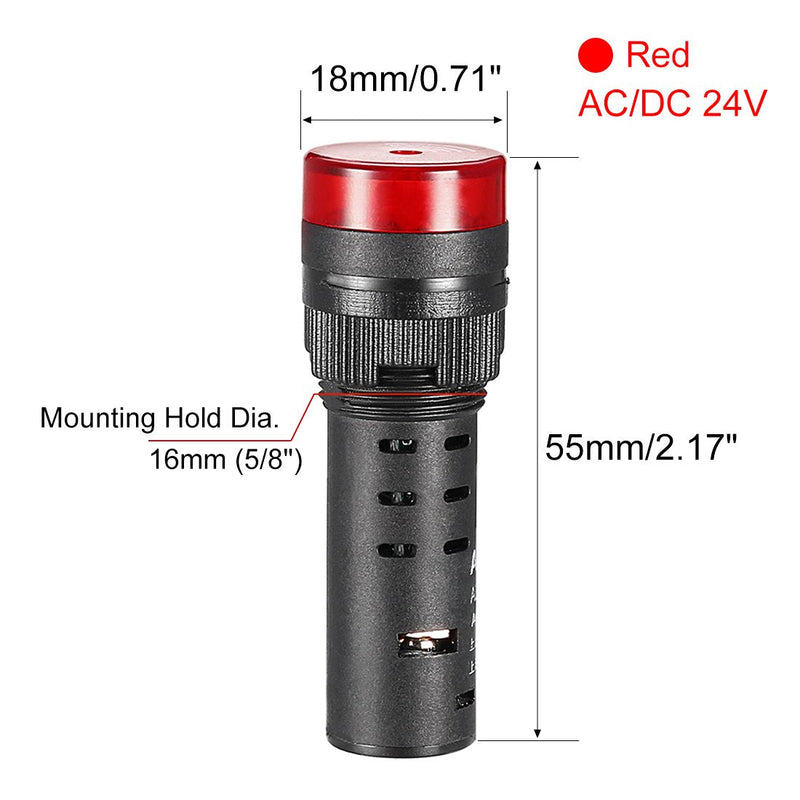 [Australia - AusPower] - uxcell 3Pcs Red Indicator Light with Buzzer AC/DC 24V, 16mm Panel Mount Flashing Alarm, for Electrical Control Panel, HVAC, DIY Projects 