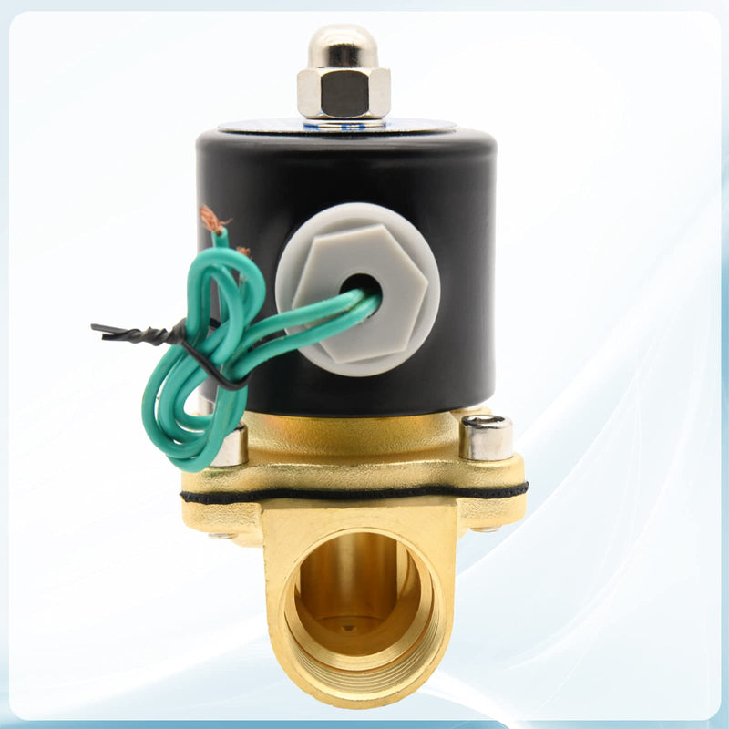 [Australia - AusPower] - 3/4" Brass Electric Solenoid Valve,  110V Air Valve Normally Colsed for Water Air Gas Fuel Oil 2W-200-20 0.75 Inch 