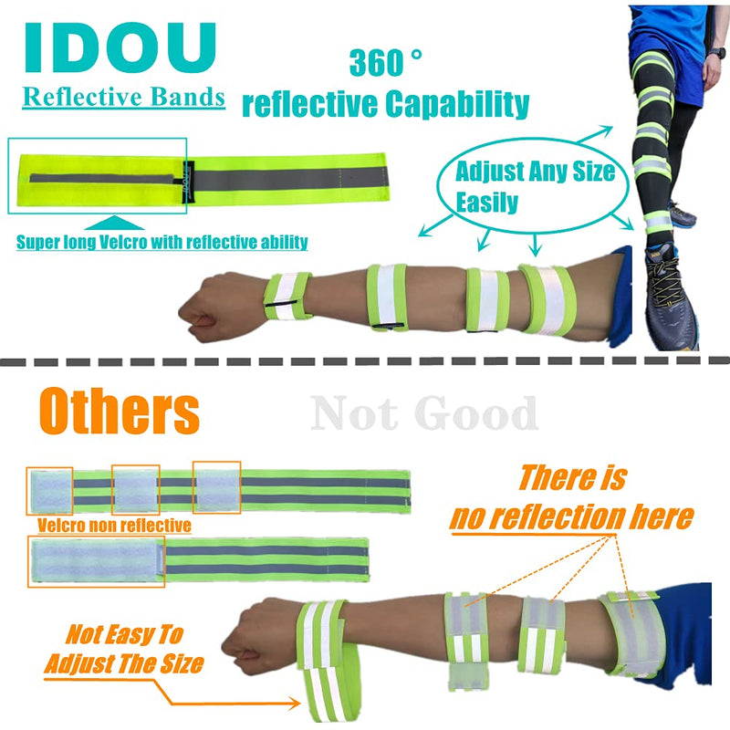 [Australia - AusPower] - IDOU Reflective Vest Safety Running Gear with Pocket,High Visibility for Running,Biking,Walking,Women & Men Yellow（1vest+2bands） Medium 