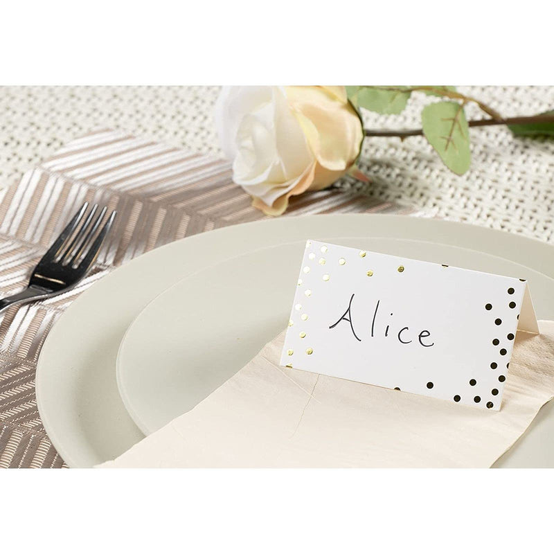 [Australia - AusPower] - Best Paper Greetings Small Place Cards, Table Name Tents, 100 Pack (Gold Foil Polka Dots) 
