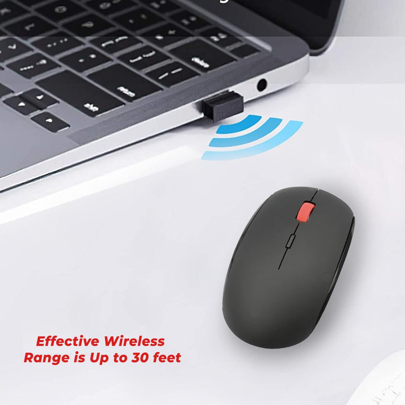 [Australia - AusPower] - alla Wireless Laptop Mouse for pc Computer chromebook - Cordless Portable USB Receiver Mini mice for School Office Home Daily Usage - Black with Carry Pouch 