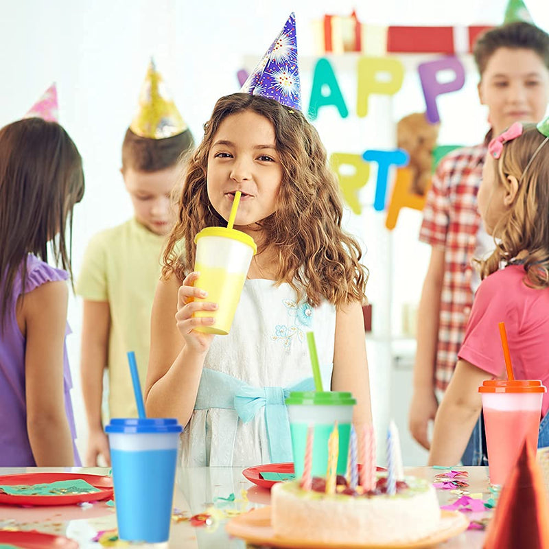 [Australia - AusPower] - Plastic Kids Cups with Lids and Straws - 10 Pack 12 oz Reusable Tumbler with Straw | Color Changing Cup with Lid Adults Bulk Travel Tumblers Drinking Cups for Cold Coffee 