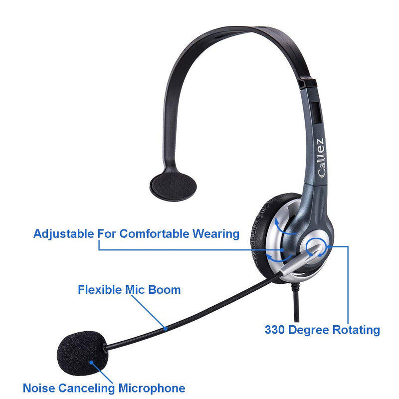 [Australia - AusPower] - Callez 2.5mm Cordless Phone Headset Mono, Hands-Free Telephone Headset With Noise Canceling Mic For DECT AT&T ML17929 Vtech Panasonic KX-T7630 KX-T7633 Uniden RCA Cisco Call Center Home Office(C300D1) 