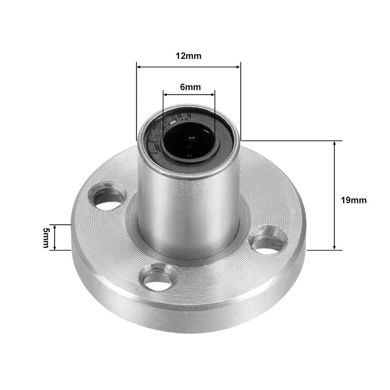 [Australia - AusPower] - uxcell LM6UU Round Flange Linear Ball Bearings, 6mm Bore Dia, 12mm OD, 19mm Length (Pack of 2) 