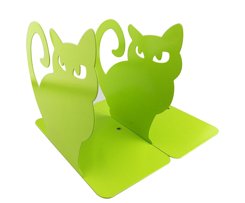 [Australia - AusPower] - Winterworm Cute Vivid Lovely Persian Cat Nonskid Thickening Iron Metal Bookends Book Organizer for Library School Office Home Study Desk Organizer (Green) Green 
