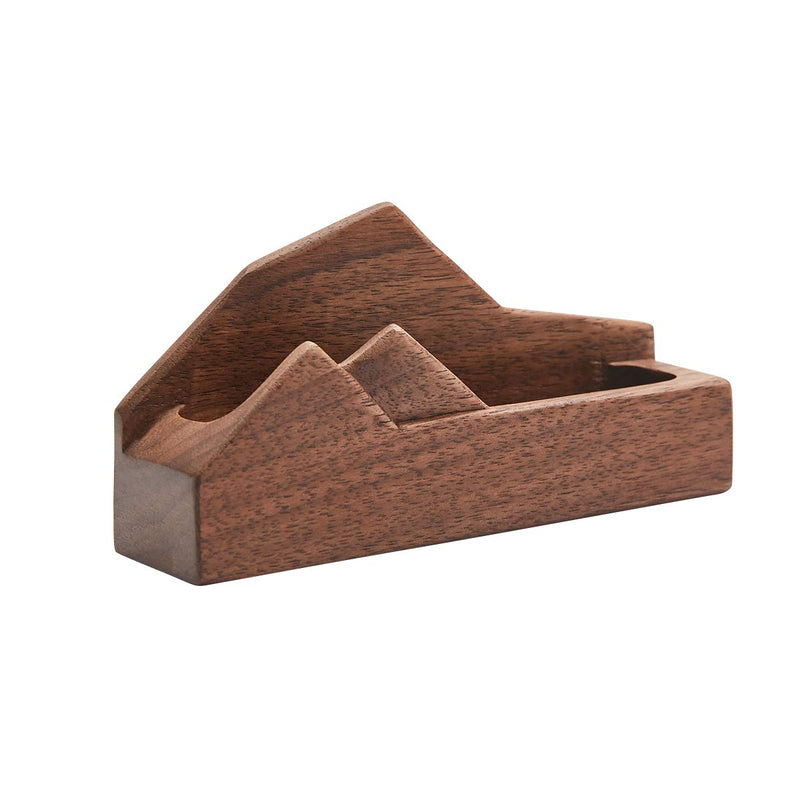 [Australia - AusPower] - Pandapark Bussiness Card Holder for Desk,Cloud Formation,Wood Business Card Display Holder,UniBody,1PCS,L4.6'' X W1.1'' X H2.0'' (Walnut Mountain) Walnut Mountain 