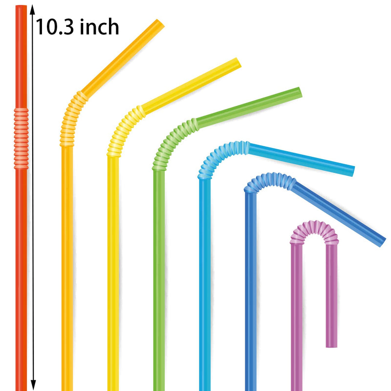 [Australia - AusPower] - 200Pcs 10.3 Inch Colorful Flexible Drinking Straws,Individual Package Disposable Plastic Straws,Extra Long Flexible Party Fancy Straws. Multicolor 