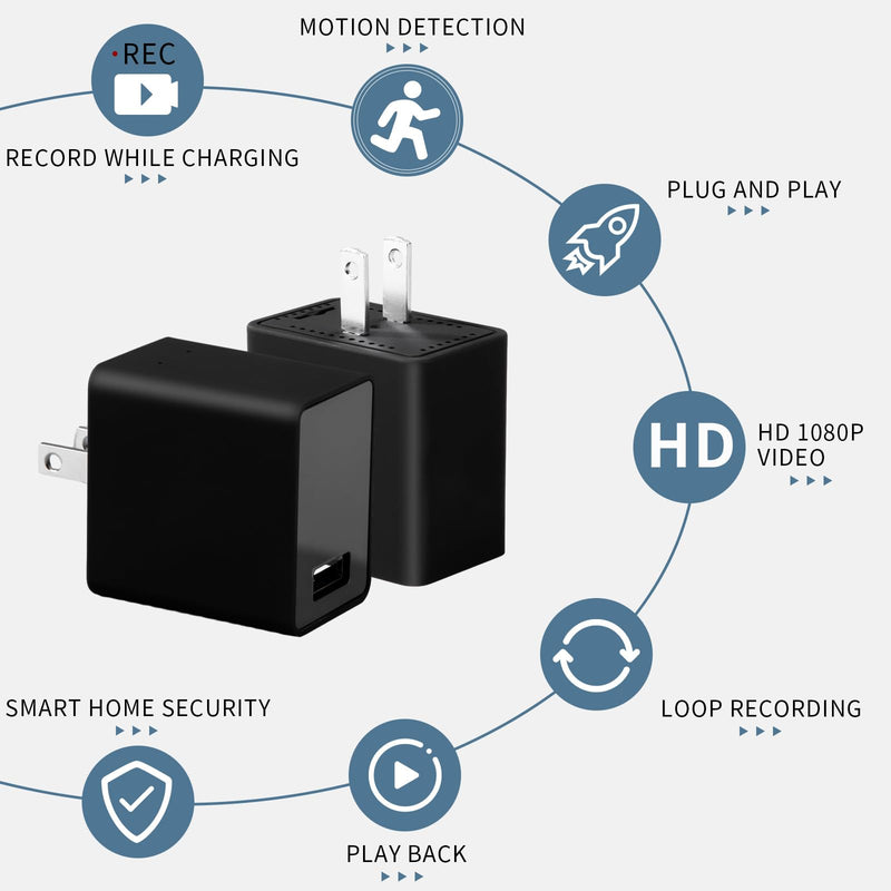[Australia - AusPower] - ARMTUBOB Hidden Camera, Hidden Spy Camera Charger with Remote View, FHD 1080P Mini Wireless USB Charger Camera, 140 Degree Wide Angle Nanny Cam for Home and Office Surveillance 