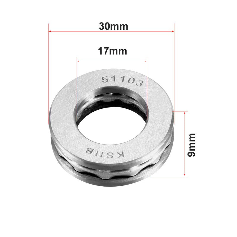 [Australia - AusPower] - uxcell 51103 Thrust Ball Bearings 17mm x 30mm x 9mm Chrome Steel ABEC3 Single Row Roller 3pcs 17mmx30mmx9mm 