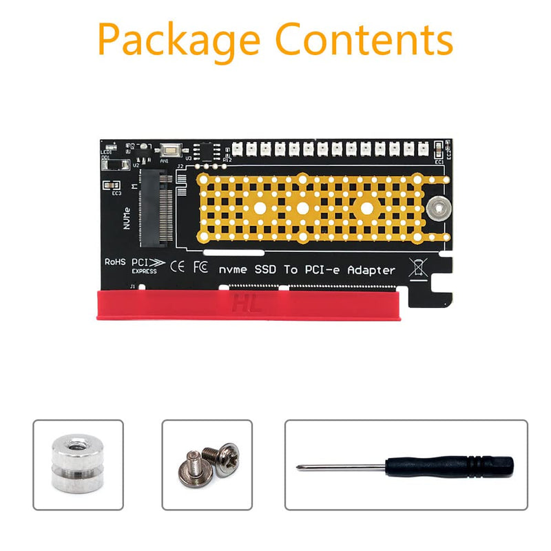 [Australia - AusPower] - HLT M.2 nvme SSD to PCI-E 4X/8X/16X Adapter with 3528 Colorful Flash LED 