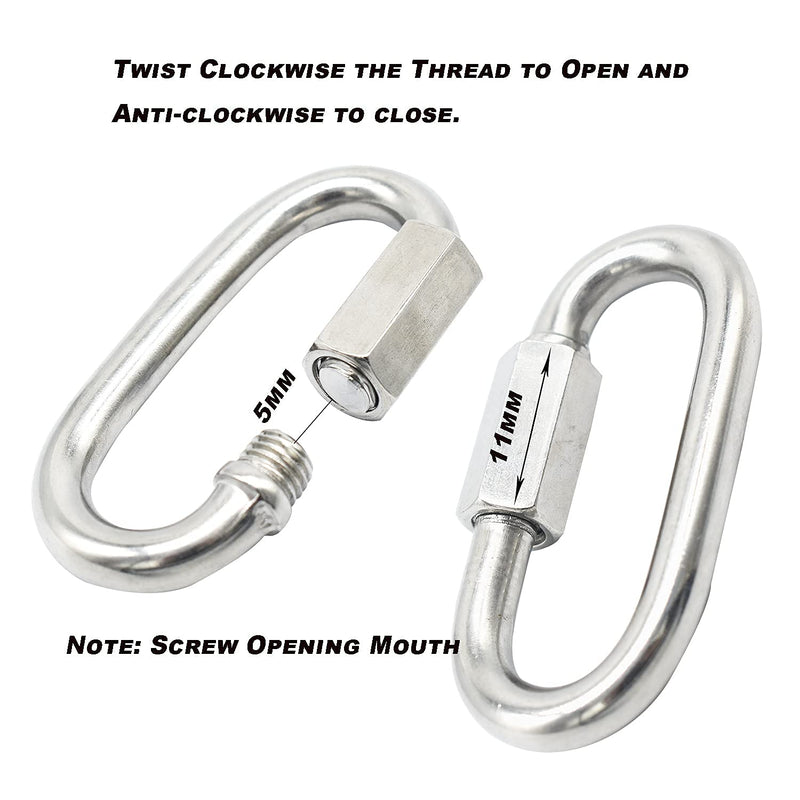 [Australia - AusPower] - Bytiyar 4 pcs M3 Stainless Steel Quick Link Carabiner Clips with Screw Locking Heavy Duty Chain Connector Hook Hardware Accessories Tool M3(Length*Thickness_33mm* 3mm) 