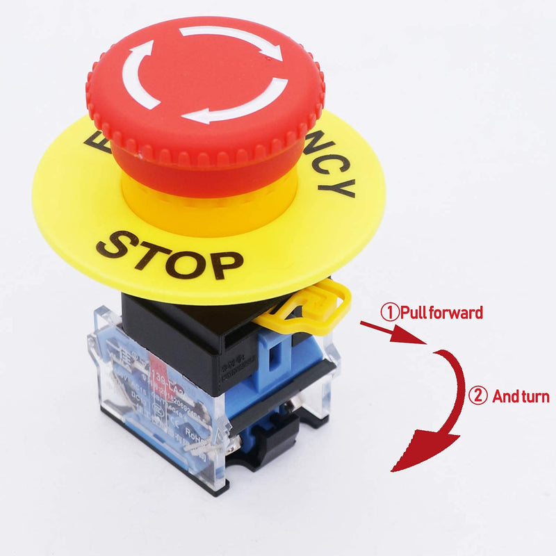 [Australia - AusPower] - TWTADE/Emergency Stop Red Sign Mushroom Push Button Switch Station 1 NC 1 NO 440V 10A Normally Closed Stop Switch Box LA38-11ZS-BOX YJ139-LA38 