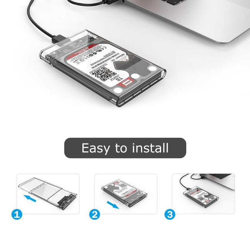 [Australia - AusPower] - Reletech 2.5" External Hard Drive Enclosure, SATA to USB 3.1 Tool-Free Clear for 2.5 Inch SSD & HDD 9.5mm 7mm External Hard Drive Case Supports UASP SATA 
