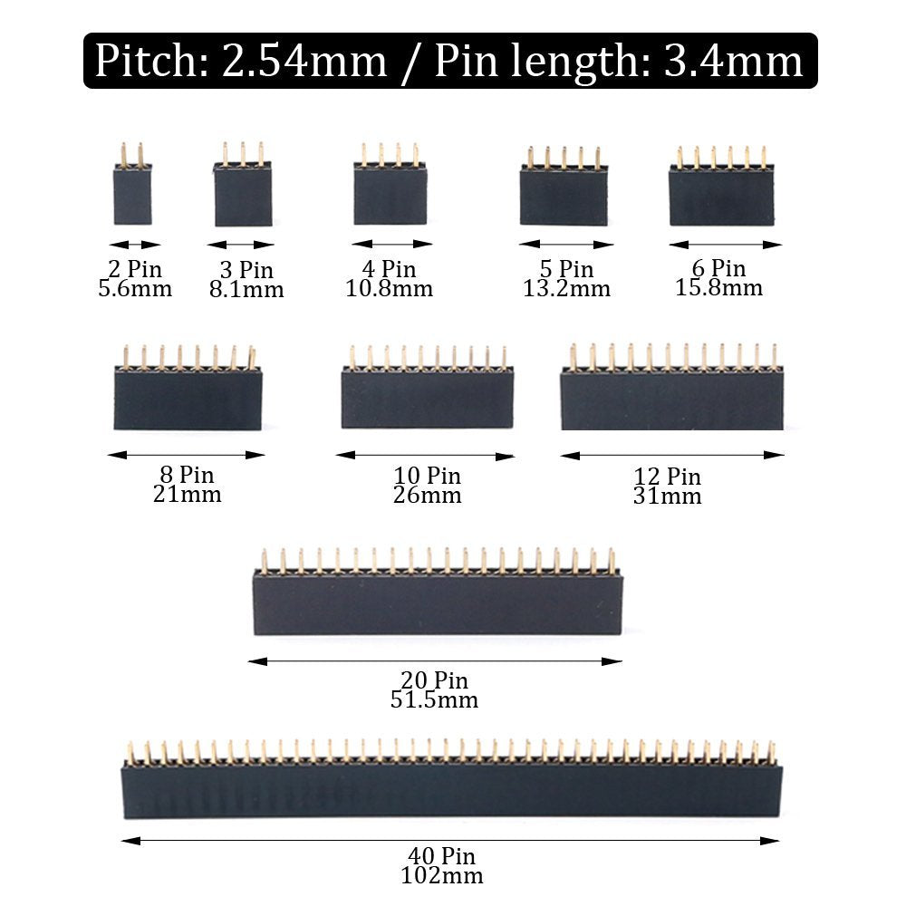 thumbnail image 2 of Uxcell 50pcs 40 Way Single Row Straight Male Pin Header Strip – 2.54mm Pitch For PCB Through Hole 2 of 4