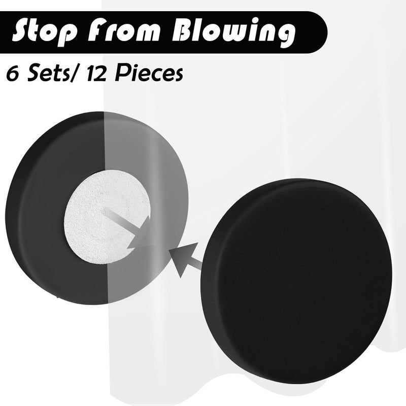 [Australia - AusPower] - Round Magnetic Drapery Weights Shower Curtain Weights Strong Tablecloth Magnets Curtain Weights Waterproof Magnetic Curtain Weights for Drapery Curtain Tablecloth (Black, 6 Pairs) Black 