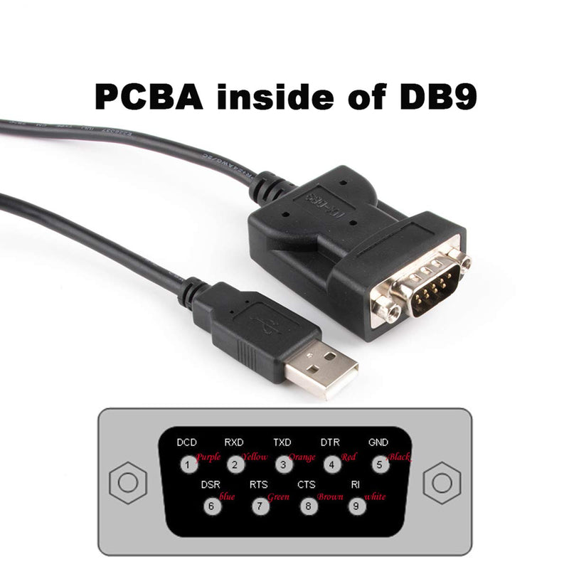 [Australia - AusPower] - USB A Male to DB9 Male RS232 Serial Converter Adapter Cable with CP2102 Chipset for POS Scanner Barcoder Modem Printer Support Win7 8 8.1 10 Android Mac Linux (Chipset:FT232RL+ZT213) Chipset:FT232RL+ZT213 
