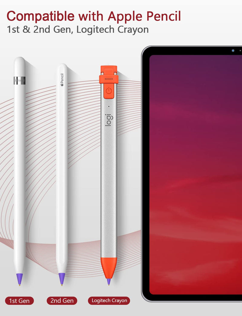 [Australia - AusPower] - MEKO 3 Pack Upgraded 0.72mm Fine Ponit Precise Replacement Tips for Apple Pencil 1st/2nd Generation & Logitech Crayon, Wear-Resisting Pen Nibs for iPad Pro/Air/Mini Pencil - Purple/Pink/Red 3Pack 