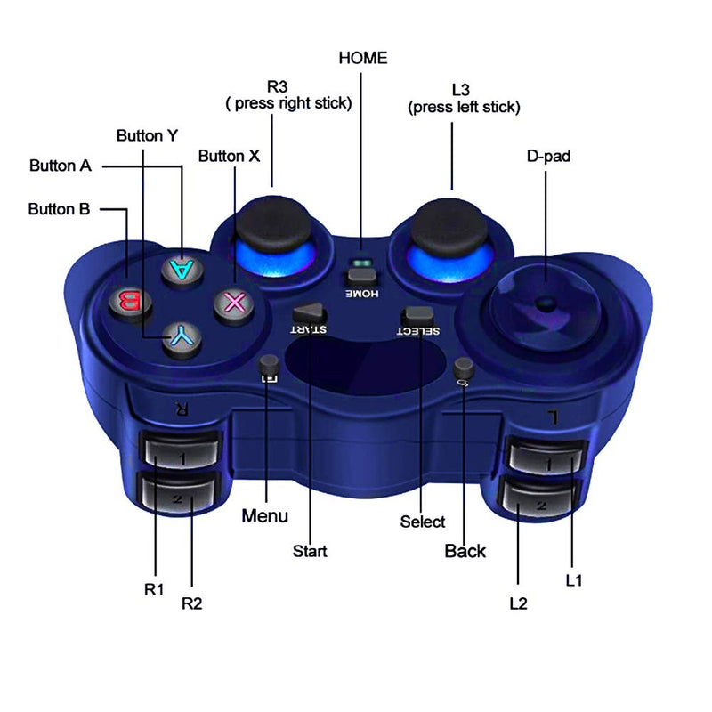 [Australia - AusPower] - USB Wireless Gaming Controller Gamepad for PC/Laptop Computer(Windows XP/7/8/10) & PS3 & Android & Steam (Blue) 