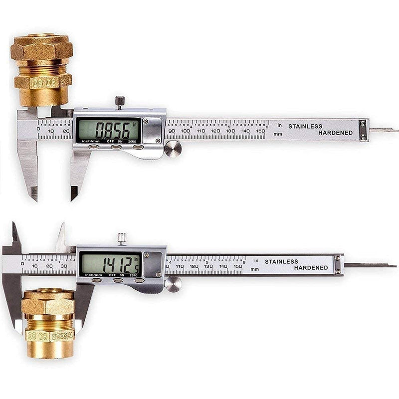 [Australia - AusPower] - Digital Caliper, Caliper Measuring Tool with Stainless Steel, Electronic Micrometer Caliper with Large LCD Screen, Auto-Off Feature, Inch and Millimeter Conversion (6 Inch/150 mm) silver Digital Caliper 
