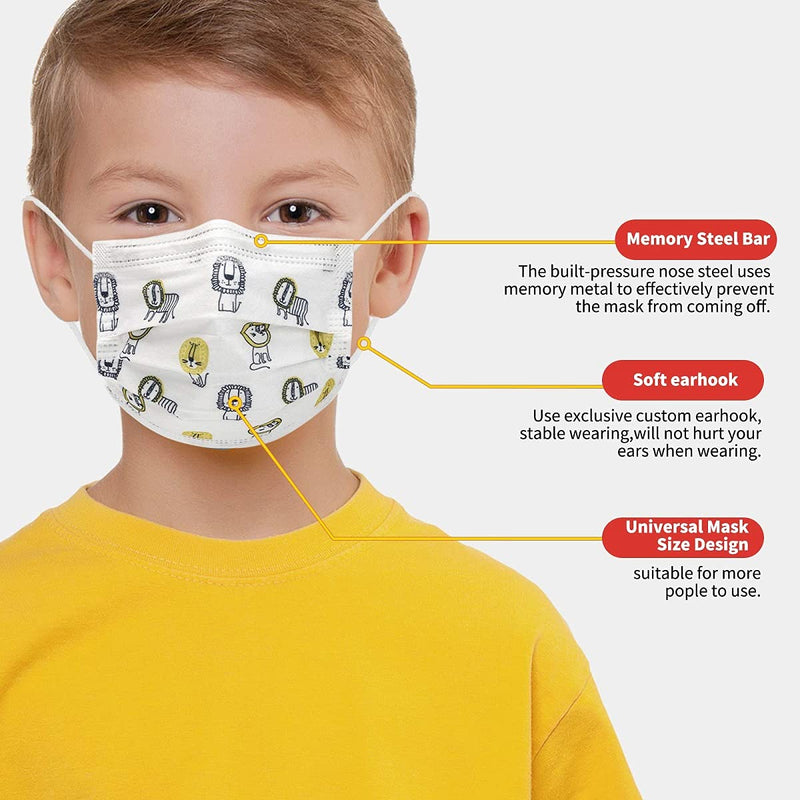 [Australia - AusPower] - YIDERBO Pcs Kids Disposable Cartoons Face Mask, 3 Layers Filter Non-Woven Anti Dust Ear Loop Comfort. Children Disposable Face Mask 50 Count (Pack of 1) 