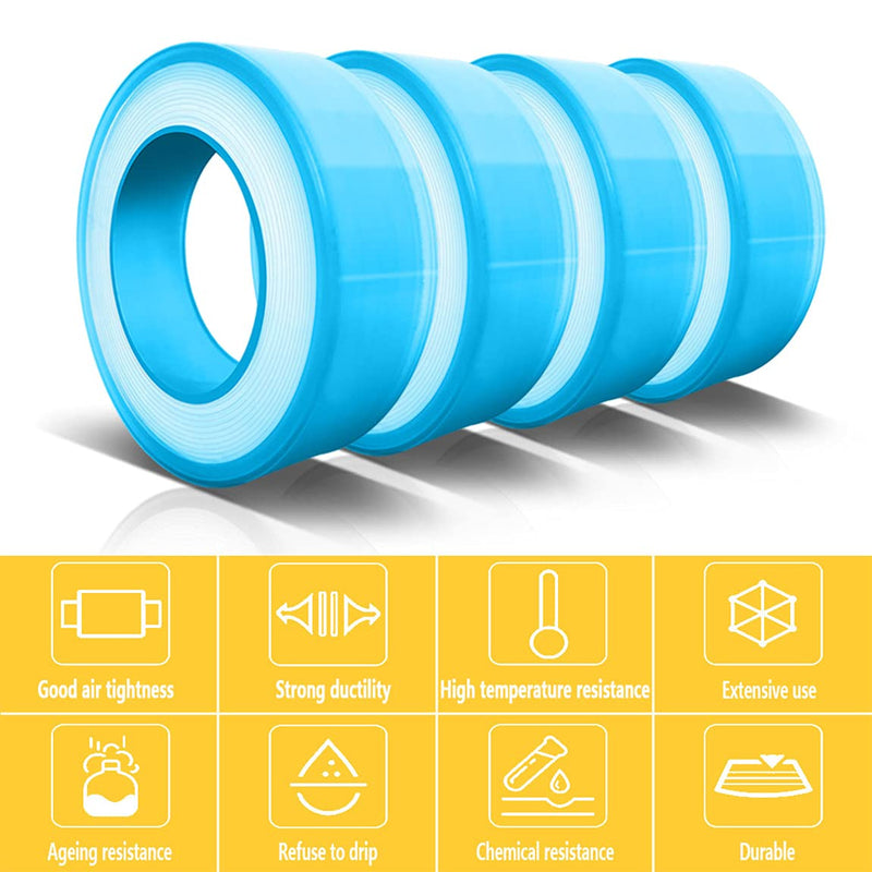 [Australia - AusPower] - 4 Rolls 1/2 Inch(W) X 320 Inches(L) Teflon Tape,Thicker and Higher Density for Plumbers Tape,Plumbing Tape,PTFE Tape,Thread Tape,Plumber Tape for Shower Head,Pipe Sealing,Thread Seal,White 