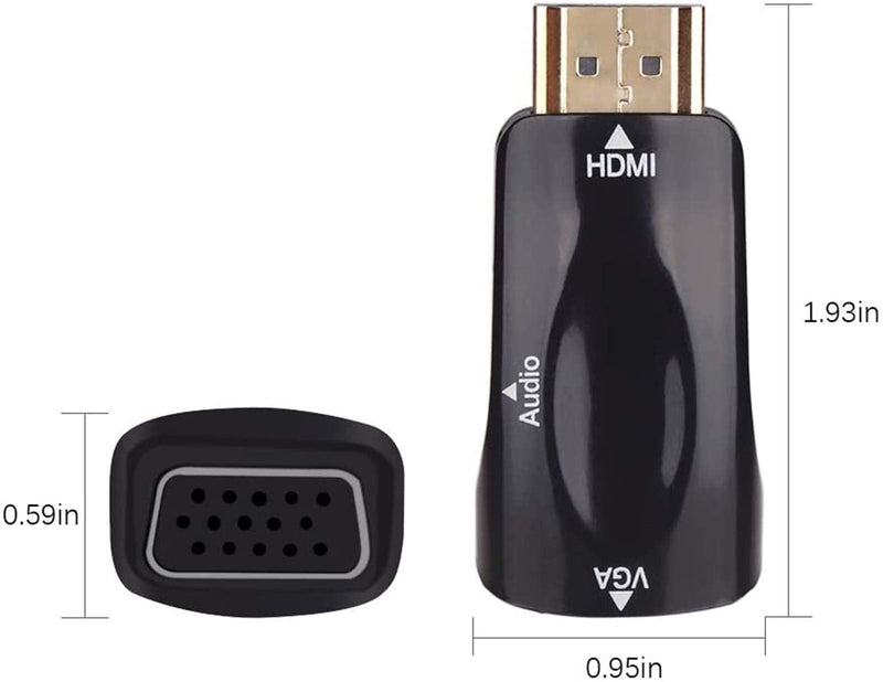 [Australia - AusPower] - HDMI to VGA Adapter Converter with 3.5mm Audio Jack Cable,4K HDMI to VGA Converter Male to Female Gold-Plated Connector for Laptop,PC, Desktop,Monitor, Projector,HDTV,DVD HDTOVGA3.5 