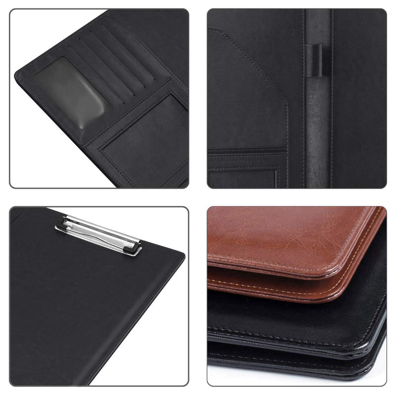 [Australia - AusPower] - WAVEYU Portfolio Case, Business Portfolio Folder, Padfolio Cover, Conference/Resume/Legal Document Organizer with Letter/A4 Size Clipboard Hardboard, Business Card Holders, Document Sleeve, Black 