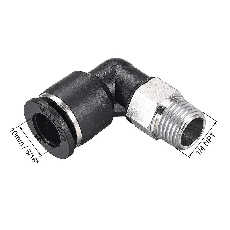 [Australia - AusPower] - uxcell Push to Connect Tube Fitting Male Elbow 10mm Tube OD X 1/4NPT Thread Pneumatic Air Push Fit Lock Fitting 2pcs 