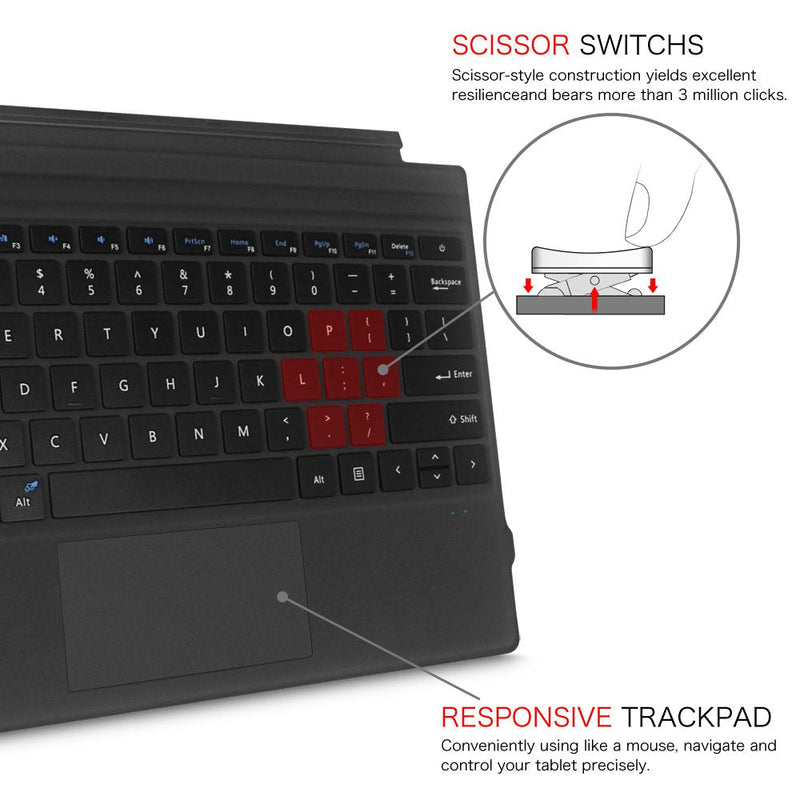[Australia - AusPower] - Fintie Type Cover for Microsoft Surface Pro 7 Plus/Pro 7 / Pro 6 / Pro 5 / Pro 4 / Pro 3, Ultrathin Portable Wireless Bluetooth Keyboard with Built-in Rechargeable Battery (Black) 
