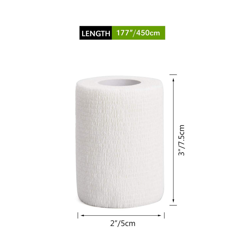 [Australia - AusPower] - TOBWOLF 12PCS Self Adhering Bandage, 3"x5yd / 7.5cmx4.5m Cohesive Elastic Bandage Wrap Gauze Roll, Breathable Sports Tape, Medical Vet Wrap for Wrist Ankle Knee Leg Sprains Swelling - White Pure White 3x180 Inch (Pack of 12) 