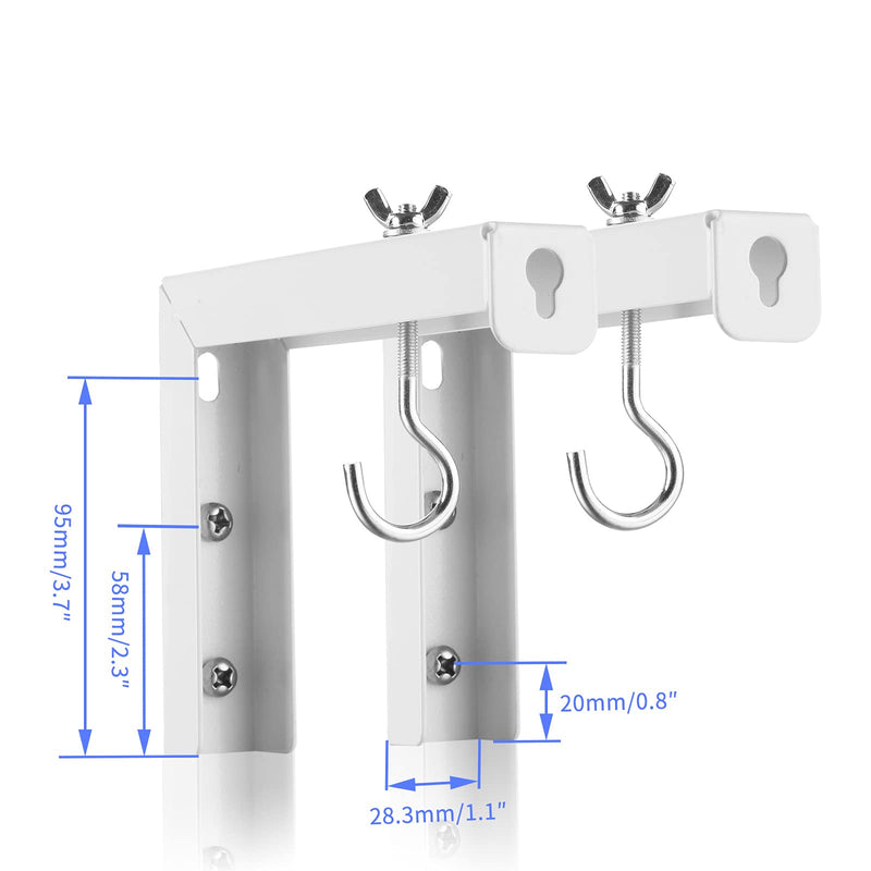 [Australia - AusPower] - Suptek Universal Projector Screen Wall Mount L-Brackets Wall Hanging Mount 6 inch Adjustable Extension Mounting Hooks for Projection Screen up to 66 lbs, 30 kg Capacity Each, PRL001, White (1 Pair) 