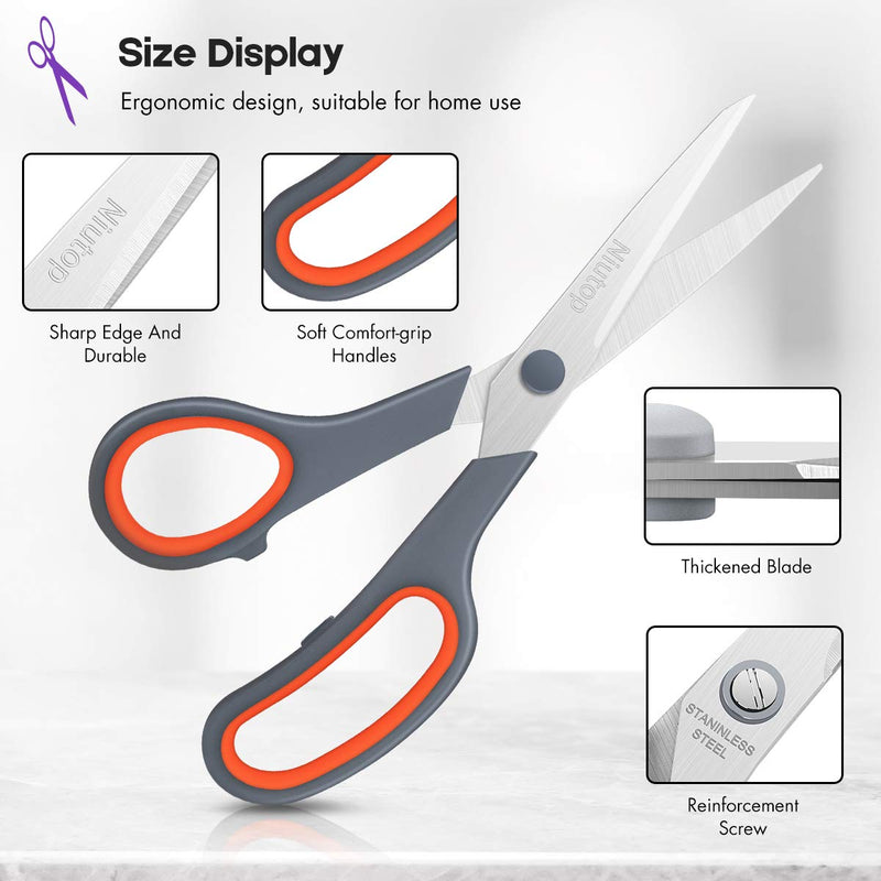 [Australia - AusPower] - Scissors Bulk Set of 5-Pack, Niutop 8" Multipurpose Sharp Scissors for Office Home High/Middle School Student Teacher Scissor Supplies Kit, Soft Comfort-Grip Right/Left Handles, Back to School Gift 
