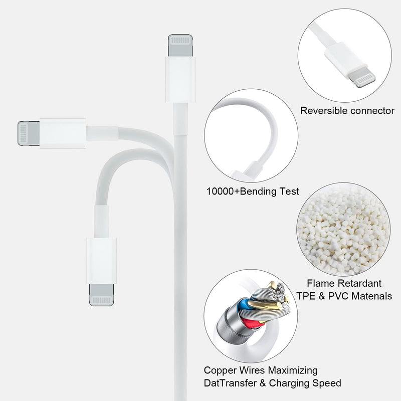 [Australia - AusPower] - 2 Packs USB-C to Lighting Cable, i-Phone Fast Charge Cord Compatible with i-Phone 13/12/11/XS/XR/X 8, Support iOS 11 and Above- 1M/3.3FT White 