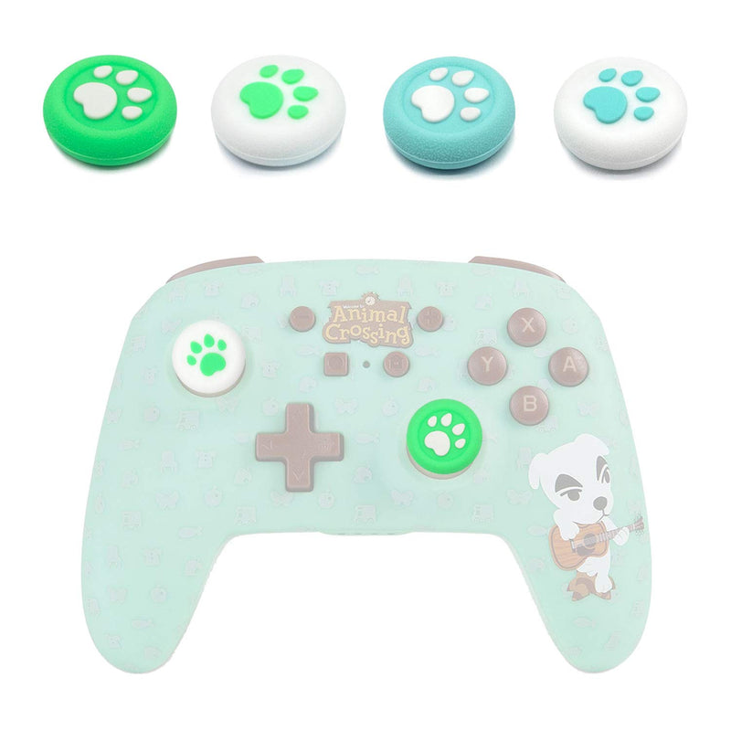 [Australia - AusPower] - BRHE Thumb Grip Caps for Switch Pro / PS4 /Xbox One Controller Joystick Thumbsticks Cute Cat Claw Silicone Rubber Cover Set 4 Pack (Green&Blue) Green&Blue 
