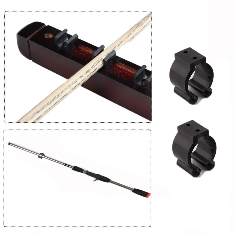 [Australia - AusPower] - Very Big Size 24 PCS Billiards Snooker Cue Locating Clip Holder Regular Fishing Rod Storage Clips Black for Pool Cue Racks,Holding Hole Size 2.3cm/0.95", Or usesd for Fishing Rod Storage Rack 