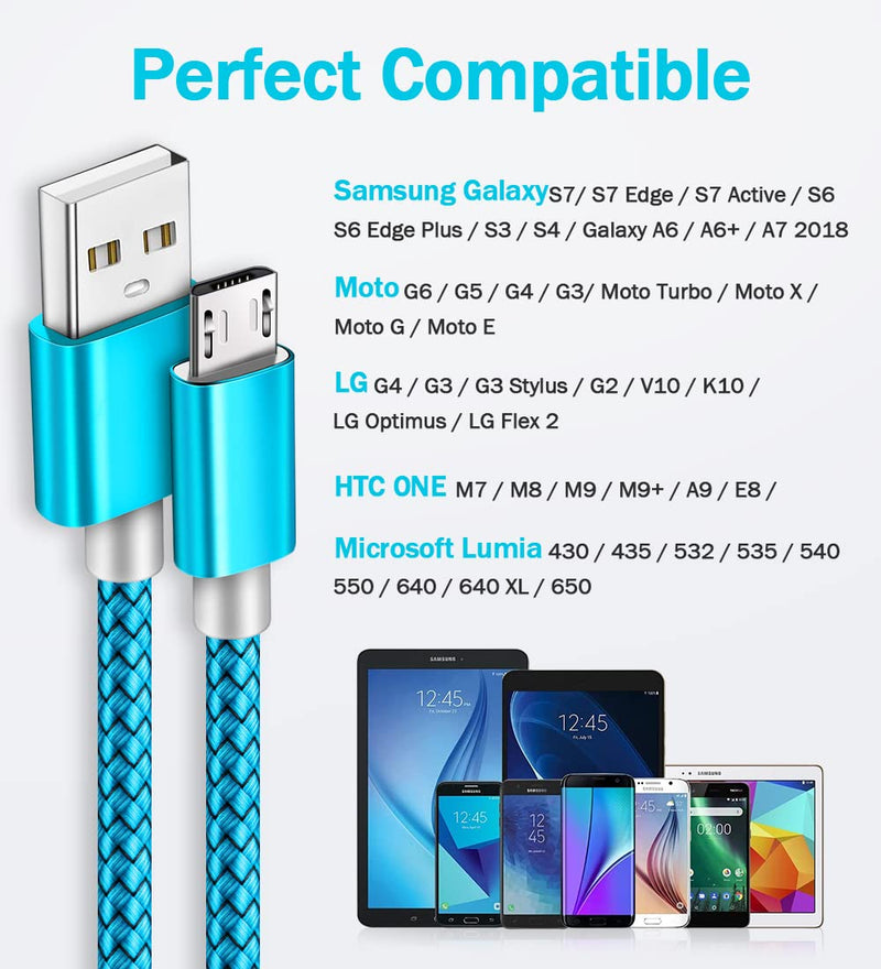 [Australia - AusPower] - Micro USB Cable 2pack 6ft Android Charger Cord Fast Quick Charging for Samsung 2016 Tab A 7.0 10.1, E 8.0, Kindle Fire Hd Hdx 7 8 10 Tablet, Phones Galaxy S7 S6 Edge, Note 5/4, J7 J3 Prime Star Pro 