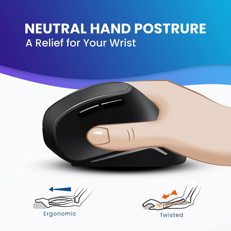 [Australia - AusPower] - Perixx PERIMICE-715II Wireless Ergonomic Vertical Mouse - 2.4 G - 800/1200/1600 DPI - Right Handed Natural Ergonomic Vertical Design 