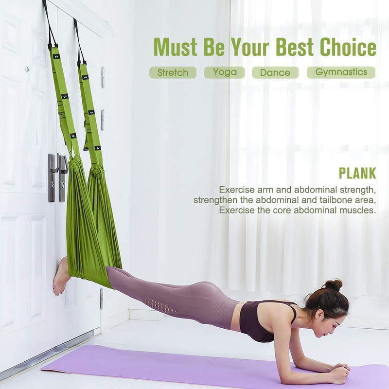 [Australia - AusPower] - Pricexes Yoga Stretching Strap, Adjustable Height Leg Stretcher Waist Back Stretch Band Aerial Yoga, Anti-Gravity Inversion Exercises Door Flexibility Tensile Trainer for Rehab Pilates Dance Splits Black 