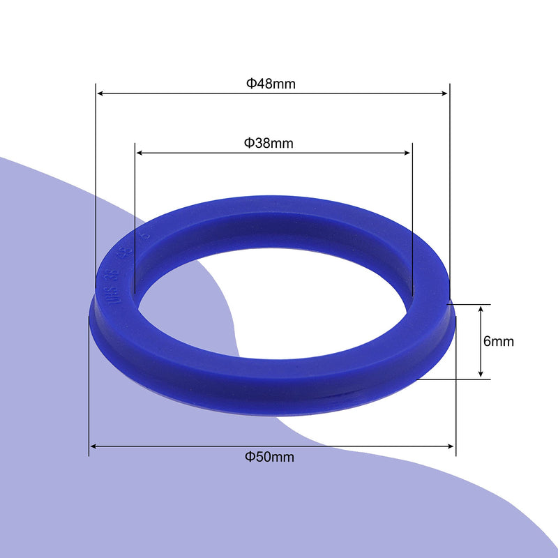 [Australia - AusPower] - MECCANIXITY UHS Radial Shaft Seal 38mm ID x 48mm OD x 6mm Width PU Oil Seal, Blue Pack of 5 38x48x6mm 