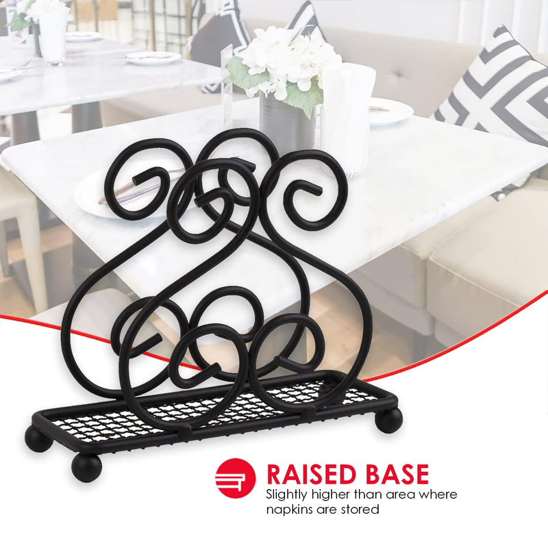 [Australia - AusPower] - Home Basics Scroll Collection Steel Napkin Holder, Freestanding Tissue Dispenser Organizer for Kitchen Countertop, Durable, Sturdy, Home Décor, Black 