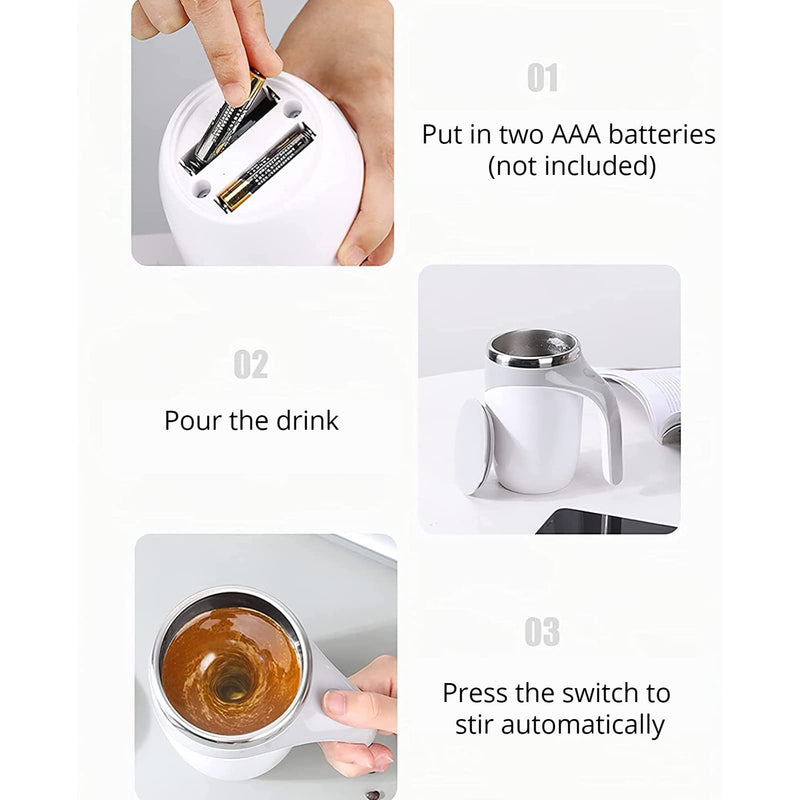 [Australia - AusPower] - Auto Magnetic Mug, Food Grade Stainless Steel Self Stirring Cup, Automatic Self Mixing Coffee Cup, for Coffee Milk Drinks 