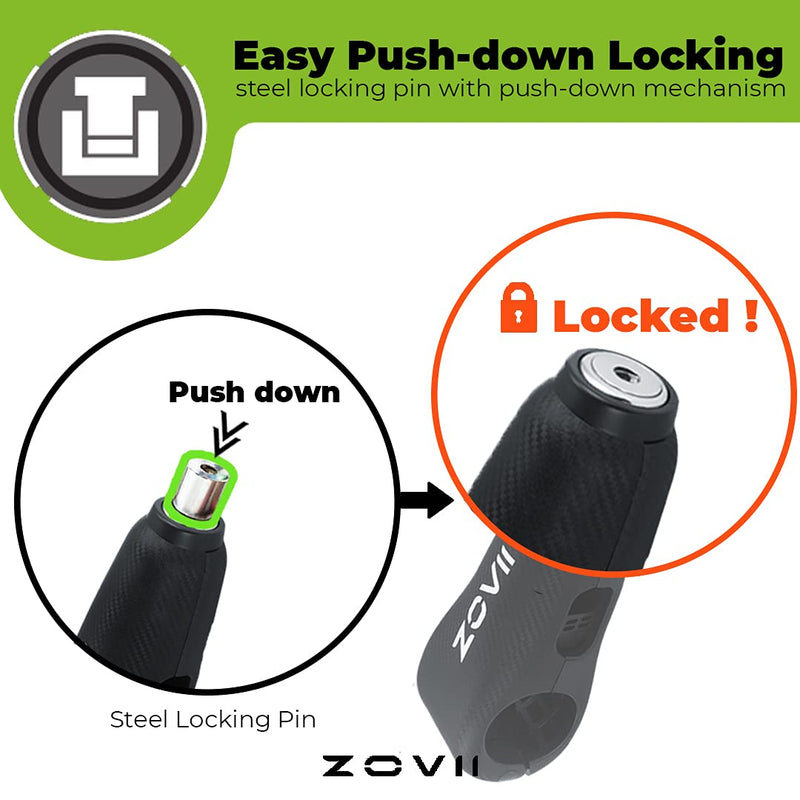 [Australia - AusPower] - ZOVII Alarm Brake Lever Lock Alarm Waterproof Scooter Bicycle Motorcycle Protective Security Handle Bar Grip Lock 