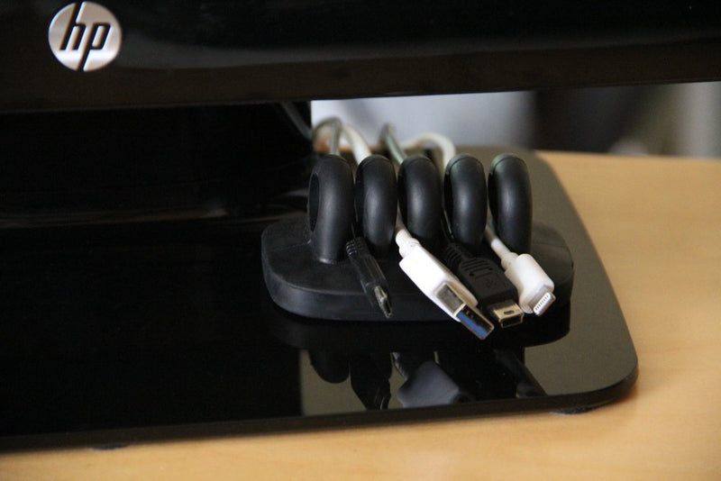[Australia - AusPower] - Desktop Cable Organizer, Weighted, No Bad Smell, Bundled with 4 Reusable Cable Ties (Black) Black 