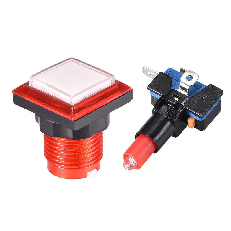 [Australia - AusPower] - uxcell Game Push Button 34x34 Square 12V LED Illuminated Push Button Switch with Micro switch for Arcade Video Games White Red 5pcs 