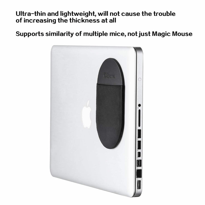[Australia - AusPower] - Epessa Universal Stick-On Mouse Pouch, Mouse Holder for Wireless Mouse, Reusable Adhesive, No Glue Residue, Compatible with iPad or MacBook (Black) Black 