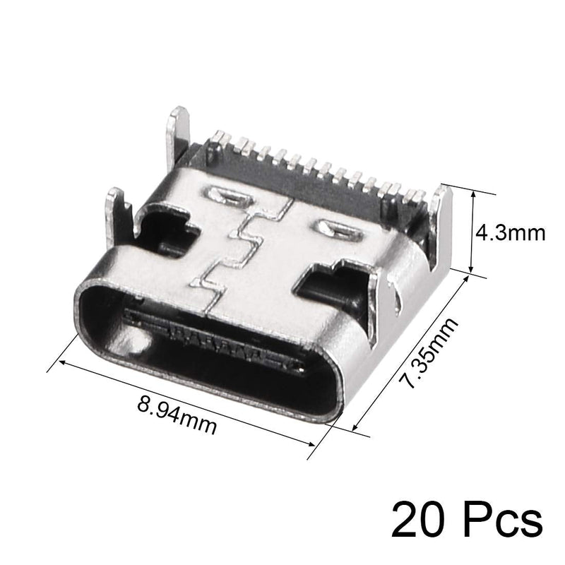 [Australia - AusPower] - uxcell PCB USB Connector Type-C 3.1 16Pin Female Jack Fast Charging Socket 20Pcs 