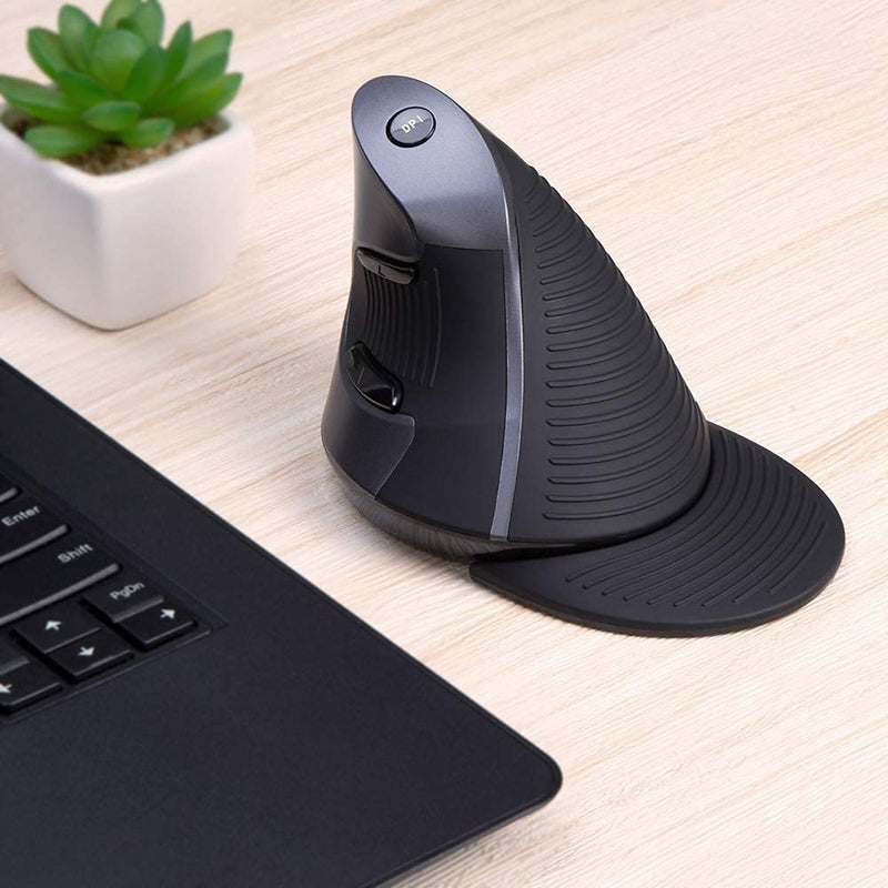 [Australia - AusPower] - DELUX Upgrade Rechargeable Ergonomic Vertical Mouse, 2.4G Optical Wireless Ergo Silent Mouse with USB Receiver, 6 Buttons, 3 Gear DPI and Removable Palm Rest Reduce Muscle Strain (M618G GX-Black) M618G GX 2.4G Wireless 1600DPI 
