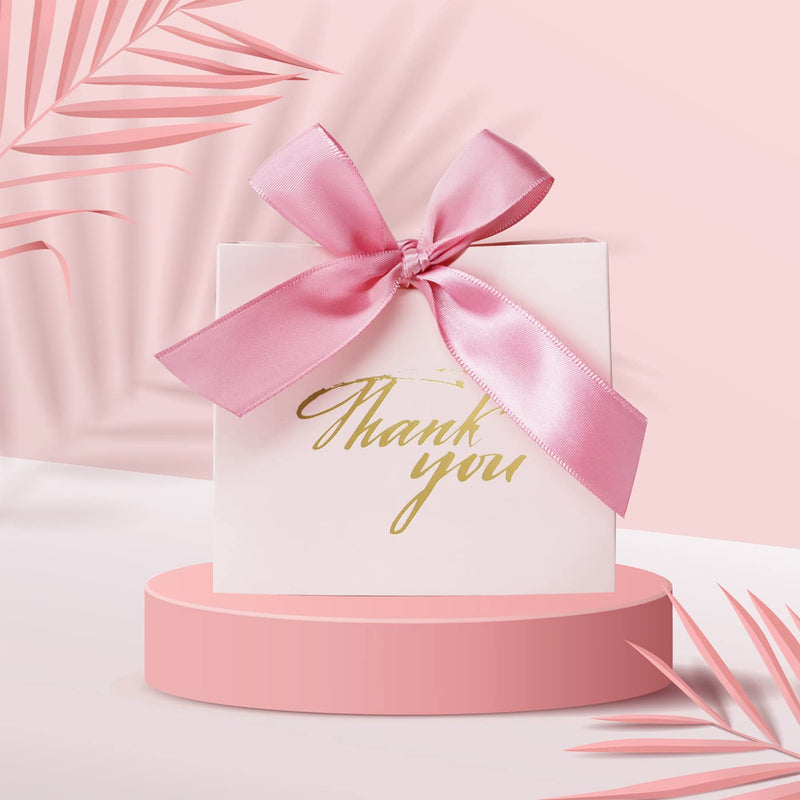 [Australia - AusPower] - DECHISY 24Pack Small Thank You Gift Bag Party Favor Bags Treat Boxes with Rose Red Bow Ribbon, Pink Pattern Paper Gift Bags Bulk for Wedding Baby Shower Business Party Supplies 