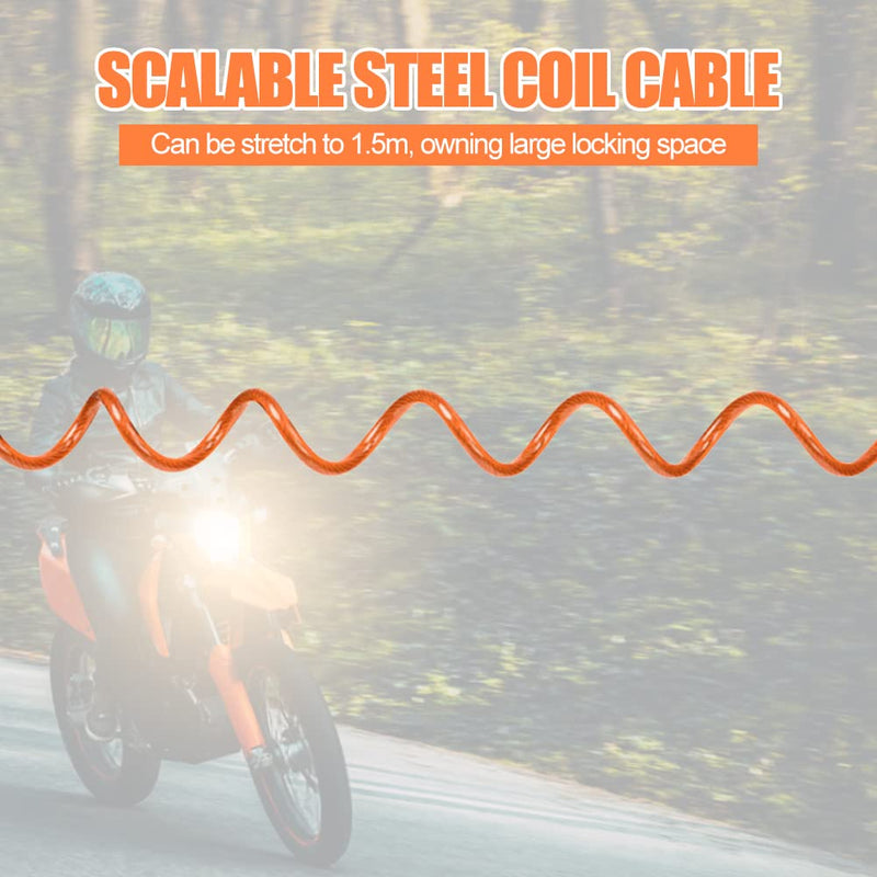 [Australia - AusPower] - VGEBY Motorcycle Bike Alarm Disc Lock Antitheft Security Spring Reminder Coil Cable (Color : Orange) 