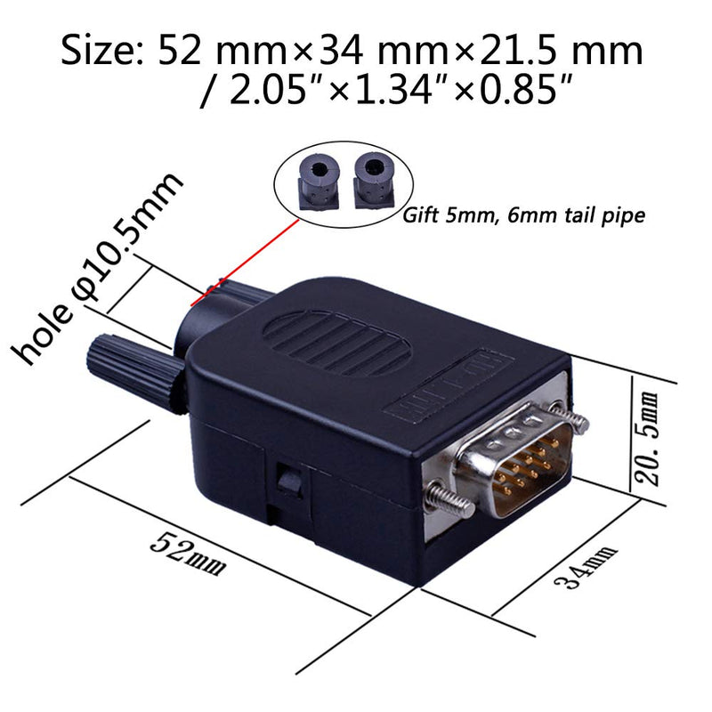 [Australia - AusPower] - Anmbest 2PCS DB9 Solderless RS232 D-SUB Serial to 9-pin Port Terminal Male Adapter Connector Breakout Board with Case Long Bolts Tail Pipe (Male+Female) Male+Female 